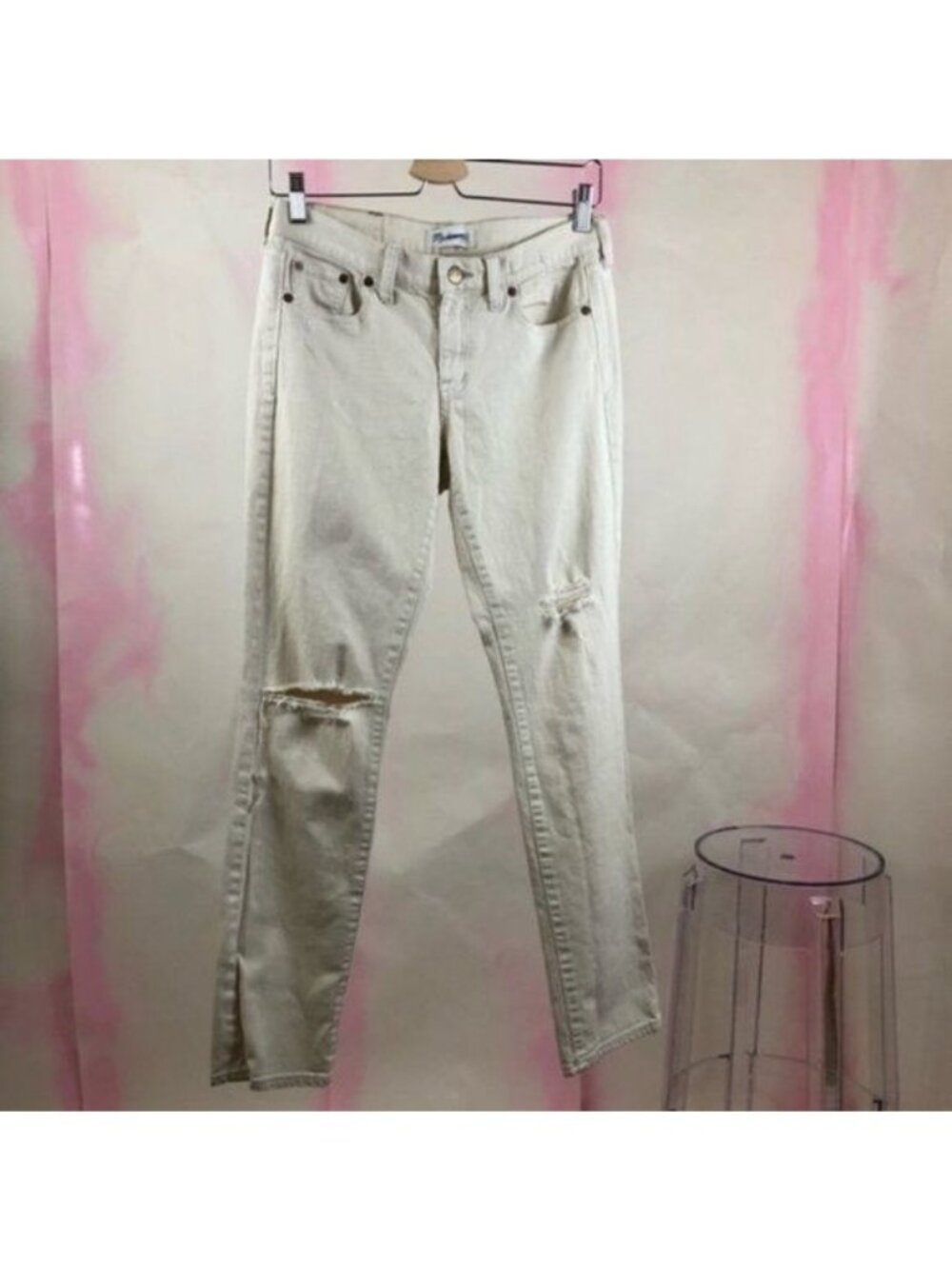 Madewell Straight Distressed Worn Boyfriend Ripped Denim Jeans